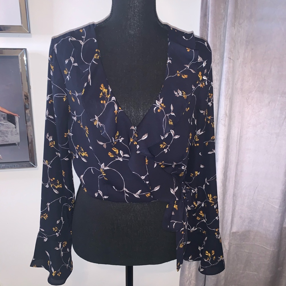 Flowy Floral Side Tie Blouse